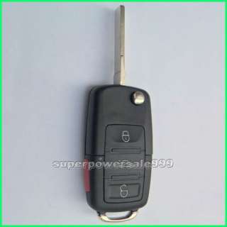 New 4 Buttons Uncut Flip Remote FOB Blank Key Shell Case For VW 