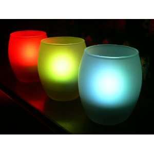  Color Selectable Flameless Votive Candle with Remote; Set of 3 Oval 