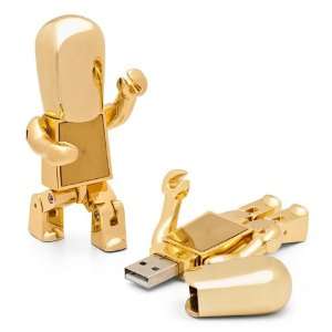  Cool metal Robot 16 GB USB Flash Drive   Golden 