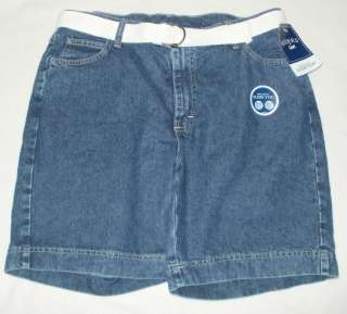 New Womens Lee Riders Blue Jean Shorts INSTANTLY SLIMS YOU with Belt M 