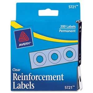  Hole Reinforcements, 1/4 Diameter, Clear, 200/Pack 