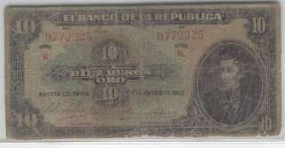 COLOMBIA NOTE $10 1926 PICK.974 a GOOD  