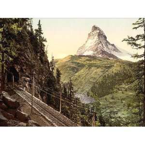 Vintage Travel Poster   Gornergrat Railway and Matterhorn Valais Alps 
