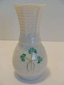 Irish Belleek Shamrock Vase  