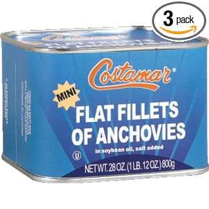 Costamar Mini Anchovy Fillets, 28 Ounce Can (Pack of 3)  