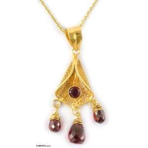  Gold vermeil garnet pendant necklace, Aurora Jewelry