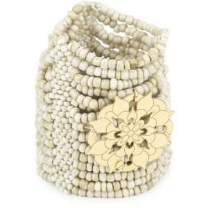  Lotus Jewelry Studio Vermeil Medallion Tan Beaded Flower 
