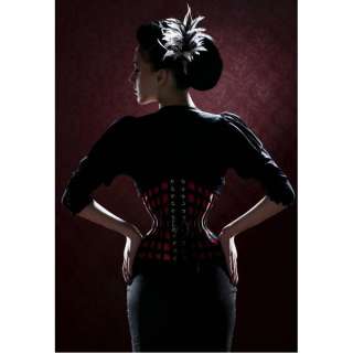 Gothic Classic Black/Red Ribbon Lace Up Under Bust Corset S XL #141 