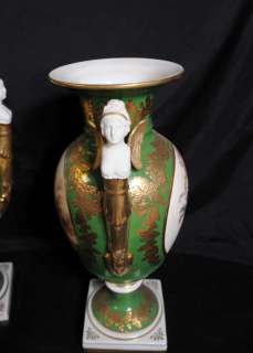 Pair Sevres Porcelain Bisque Maiden Vases Urns  