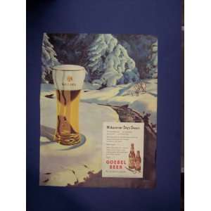  Beer Print Ad. Orinigal 1947 Vintage Magazine Art. glass of beer 