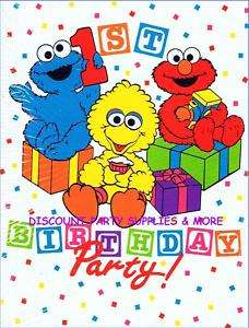 Sesame Street 1st Birthday Party Invitations White  