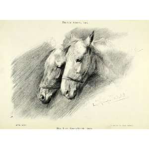  1905 Print Lucy Kemp Welch Art Tired Work Horses Pencil 