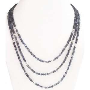   Natural Faceted Shaded Sapphire Beaded 3 Strands Necklace Jewelry