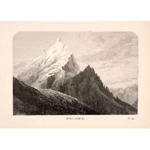 com 1905 Wood Engraving Monte Antelao Italy Dolomite Mountain Cortina 