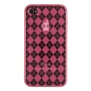  Apple iPhone 4 * Flexi Rubber Case * Argyle * (Hot Pink 