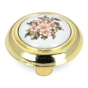 Country style expression   1 1/4 diameter knob with floral painted ce