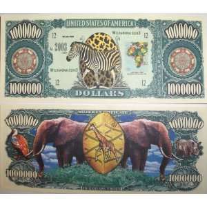    Set of 10 Bills Wild Safari Million Dollar Bill Toys & Games