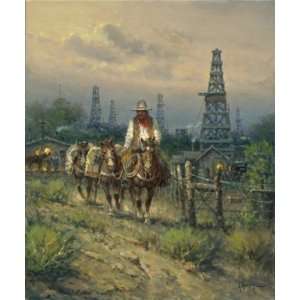  G. Harvey   Oil Field Cowhand Artists Proof Canvas Giclee 