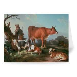 Pastoral scene with a cowherd by   Greeting Card (Pack of 2)   7x5 