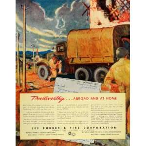  1945 Ad WWII Lee Tires GI Soldier Army Truck Germany 
