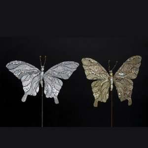   Elegance Gold & Silver Butterfly Christmas Craft Picks 12 Home