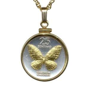   Gold Filled Bezels   Philippines 25 sentimos Butterfly (Nickel size