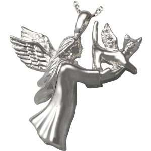  Silver Cremation Jewelry Angel Cat