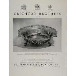  1954 Ad Crichton Brothers George II Silver Fruit Basket 