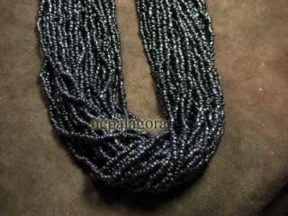 N3549 Tibetan Naga black color multi strand Bone beads NECKLACE Indian 