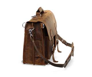   Vintage Style Leather Briefcase Backpack Messenger Laptop Bag  