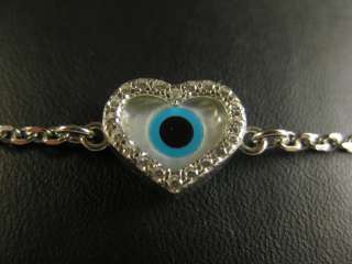 Evil Eye Bracelet Silver Mother of Pearl C.Z. Platinum  