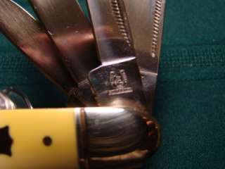 SS Rough Rider Yellow Comp Hdl 6 Blade Stockman Pocket Knife RR898 