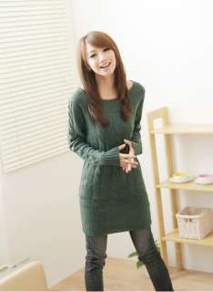   Fashion Warm Designed Scoop Neck pullover Long Sweater coat  