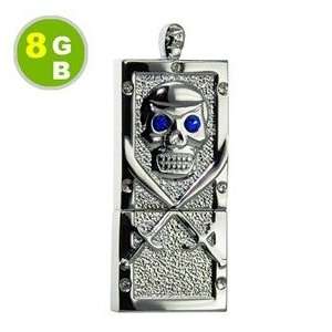  8GB Luxury Case with Skull Flash Drive (Silver 