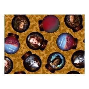  Movie Castle Crystal Ball Brown Cotton Fabric BY THE HALF 