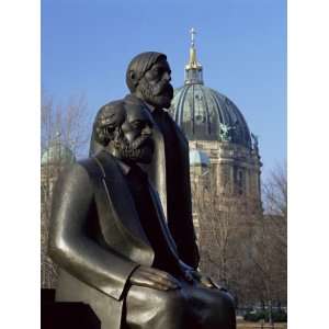 of Marx and Engels, with the Dom (Cathedral), Behind, Berlin, Germany 