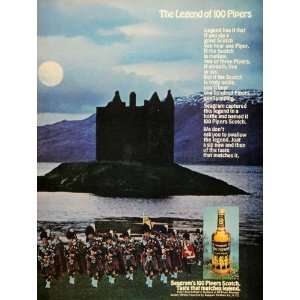  1967 Ad Seagram 100 Pipers Scotch Whisky Bagpipe Castle 