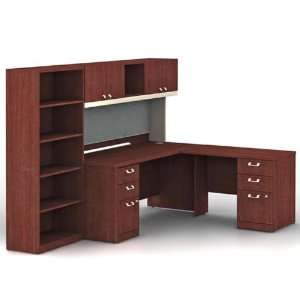  Quantum Right LDesk with Bookcase Modern Cherry