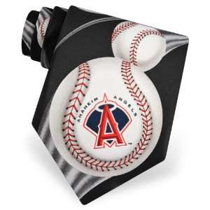  Mens MLB Angels Curve Ball Polyester Tie in Black Sports 