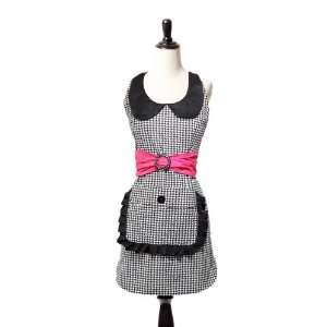   Savvy Aprons   Cute Prissy Cooking Apron Houndstooth Print with Pink