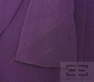 Carolina Herrara Purple Silk Ruffle Trim Tie Waist Sleeveless Gown 