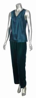 Cabernet Sleepwear Satin Tank Camisole Velour Lounge Pant Pajama Sleep 