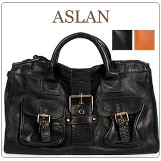 Genuine leather *ASLAN* Satchel shoulder bag+long strap  
