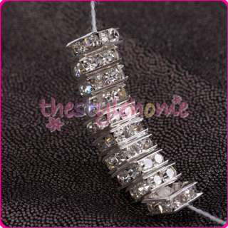   Plated Square Crystal Rhinestone Rondelle Beads Spacer 8MM DIY  