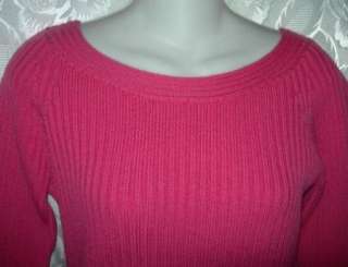 GRAN SASSO Italy Hot Pink Wool Ribbed Pullover 46 L  