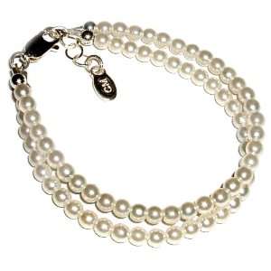   Girls Bracelet Double strand Czech Pearls in Gift Box, 6 11 years