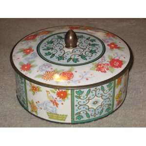 Vintage Floral Cookie Biscuit / Candy Tin Container Made   In England 