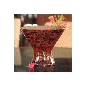  NOVICA Lacquered bamboo vase, Lava Goblet