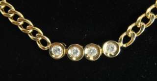 Estate Vtg 14K Gold Diamond Bubble Curb Link Chain Necklace  