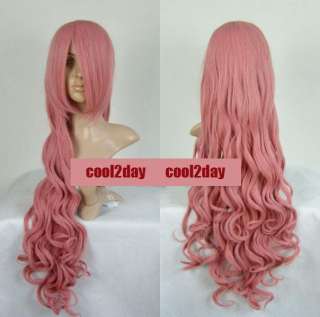   Megurine Luka hair womens long pink Curly wave party wigs  